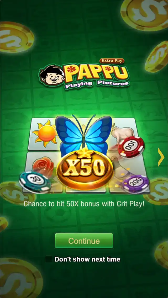 PAPPU Playing Pictures game cover showing picture cards and the Extra Pay label.