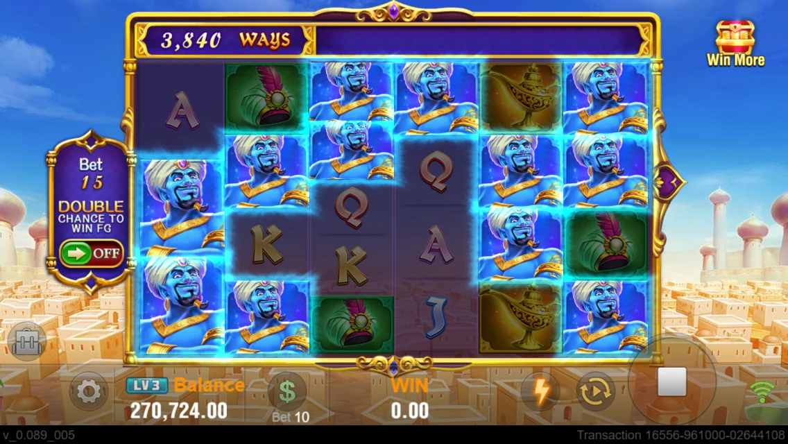 Magic Lamp: Genie symbols distributed across the grid.