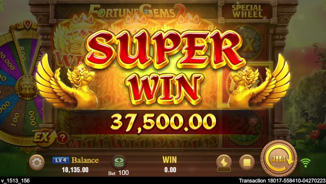 Fortune Gems 2: Captured Super Win overlay.