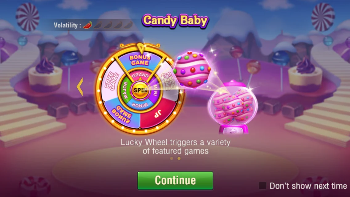 Candy Baby: Introduction to the Lucky Wheel.