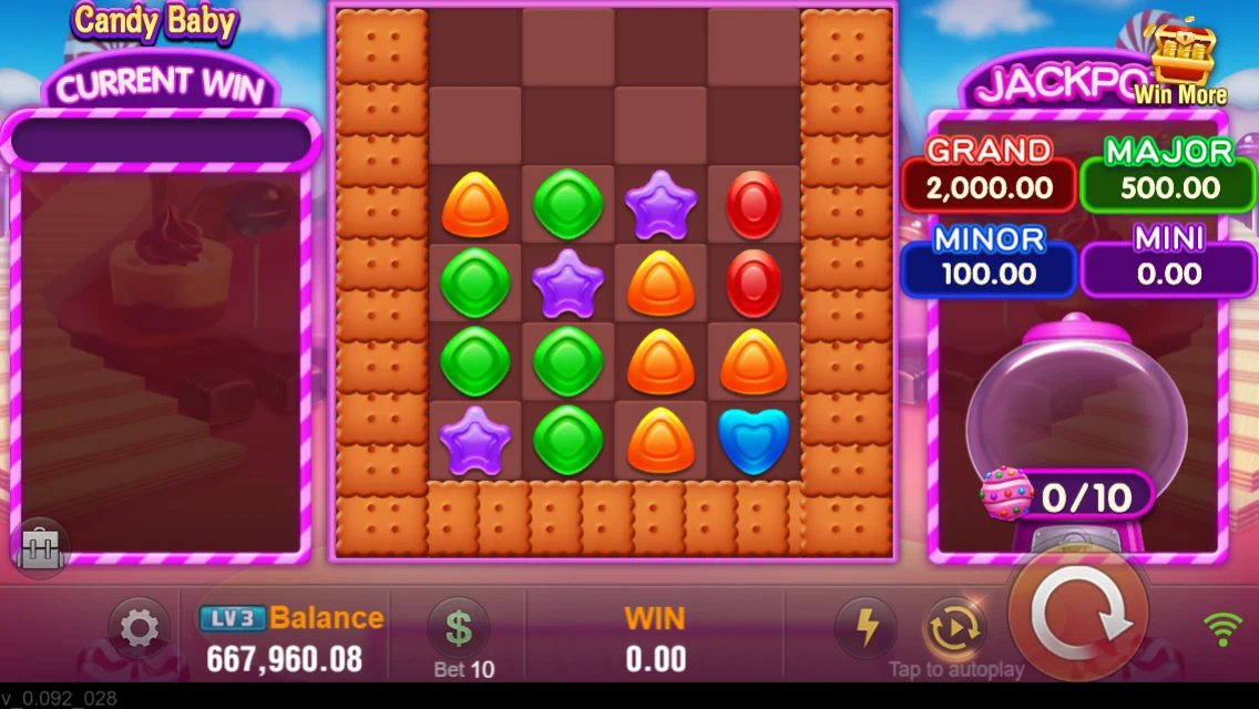 Candy Baby: Candy matching board with a collection counter.