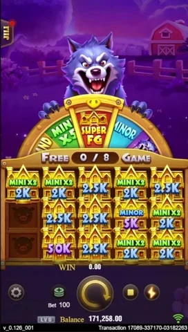 Later free-game image with numerous value-labelled cells beneath the wheel.