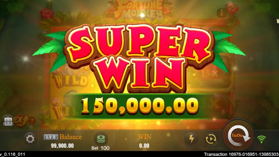 Fortune Monkey: Captured Super Win overlay.