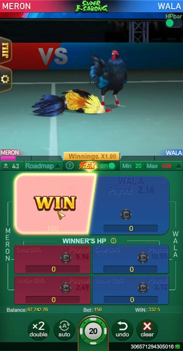 Super E-Sabong: Captured outcome with a Win label.