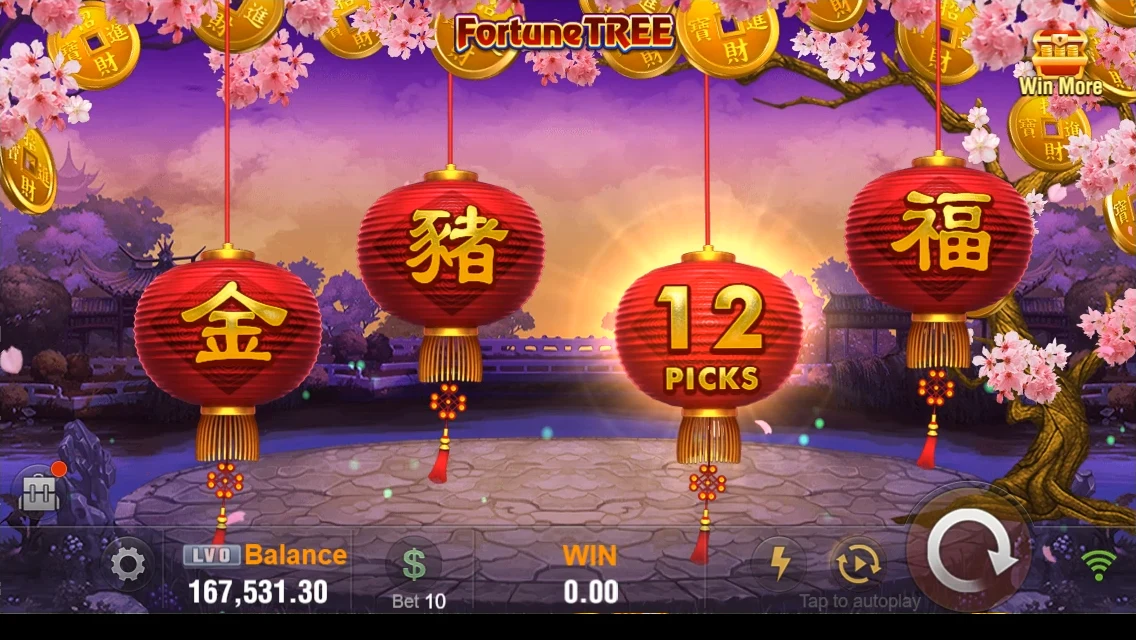 Fortune tree: Lantern presentation with a 12-pick prompt.